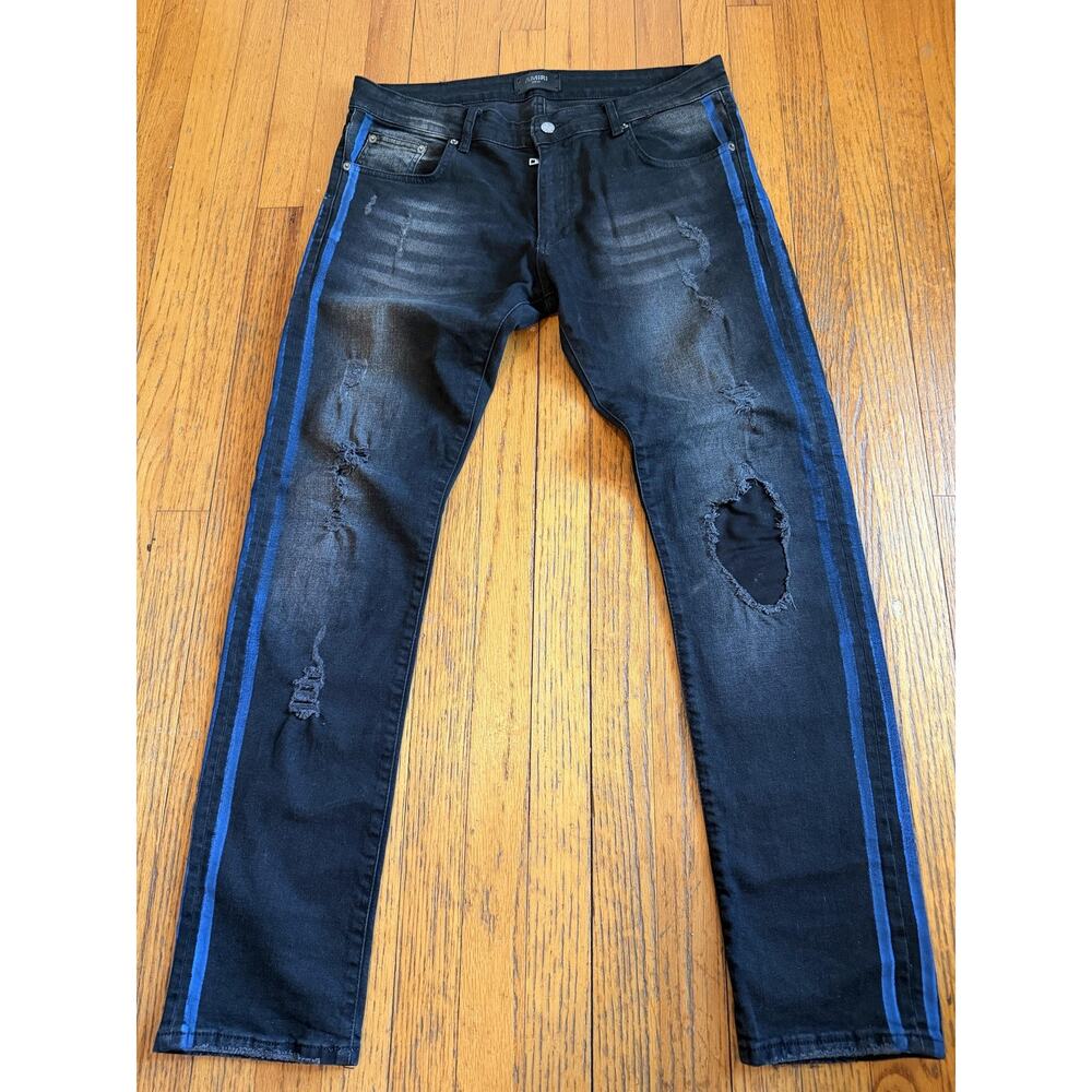 AMIRI Mens Distressed Skinny Stretch Jeans 34x32
